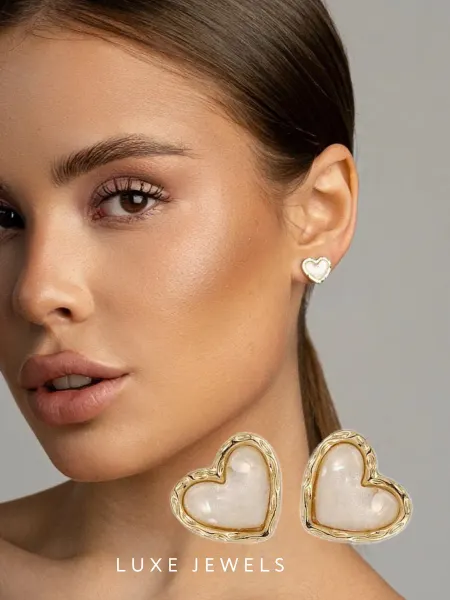 Luxejewels Серьги гвоздики сердечки пусеты