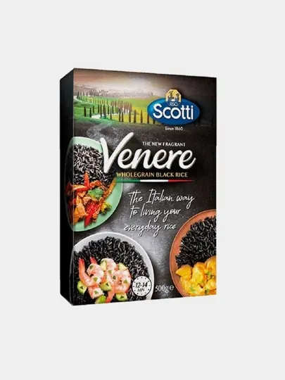 Рис Venere RISO SCOTTI чёрный среднезёрный пропаренный, 500 г