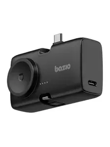 Беспроводное зарядное устройство EnergEA Bazic повербанк 5000 мАч, USB-C, Lighting, встроенными штекерами, с базой Apple Watch, с функцией подставки, GoPower Koda, черный
