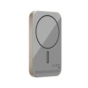 Внешний аккумулятор повербанк беспроводной (MagSafe) Momax Q.Mag X1 5000 Ультратонкий / Титан