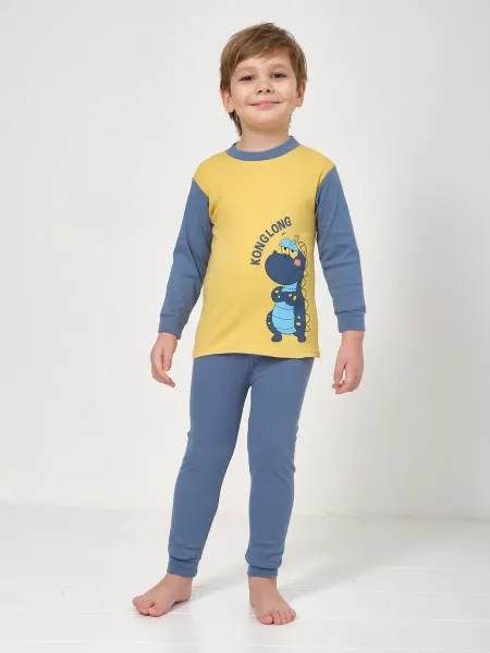 Bonifacio kids Пижама детская с динозавром хлопковая со штанами