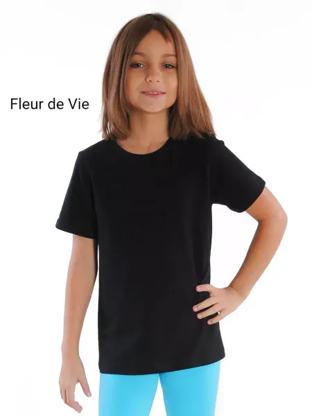 Fleur de Vie Футболка черная без принта и надписи детская