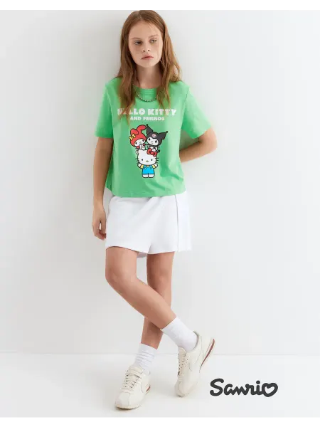 Gloria jeans Зелёная свободная футболка с принтом Hello Kitty