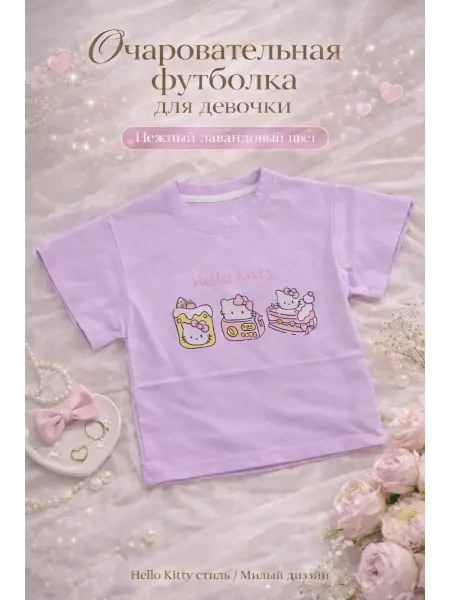 Детская футболка с коротким рукавом Hello Kitty для девочек