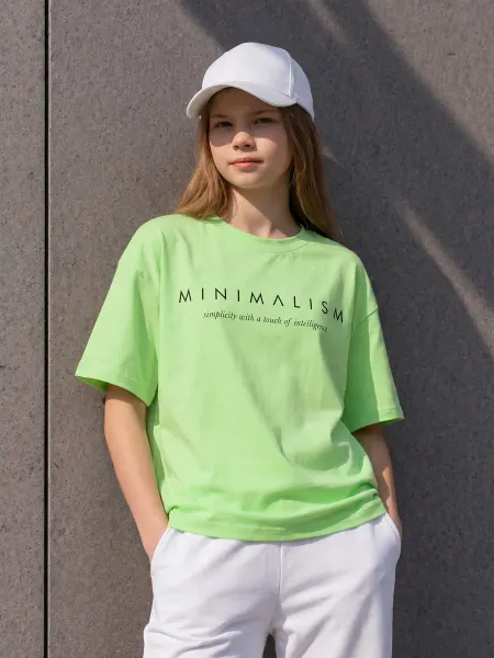 Stella Moda Футболка модная оверсайз летняя с принтом хлопок