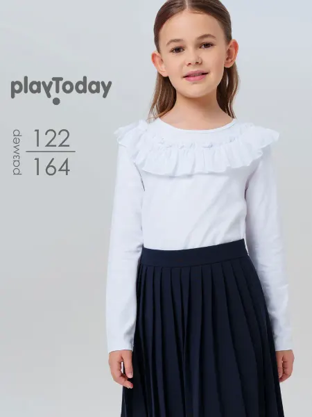 PlayToday Блузка школьная белая футболка нарядная с длинным рукавом