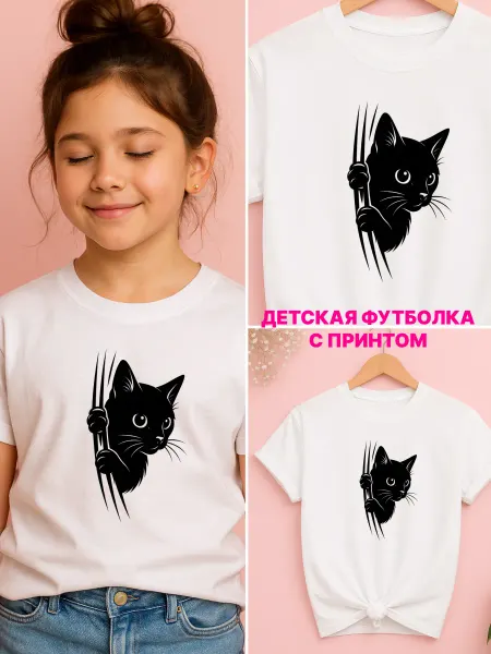 Univeles Детская футболка для девочек с котом