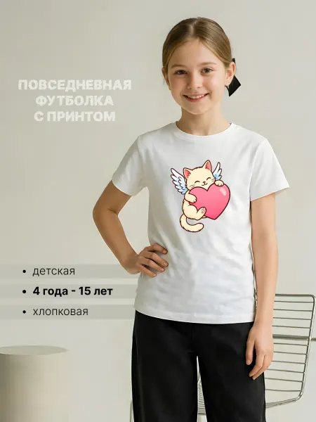 Univeles Футболка для девочек с принтом сердца на лето