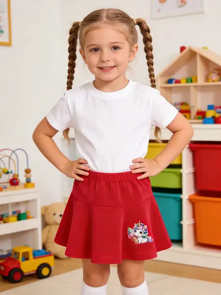 VladiSlava Юбка в садик велюр с единорогом