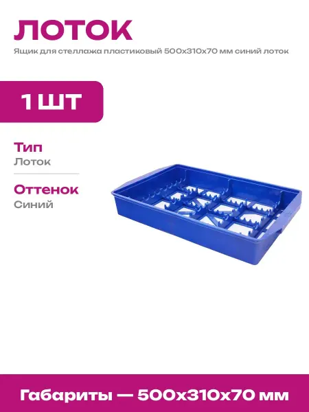Лоток для еды пластиковый 500х310х70 мм синий органайзер