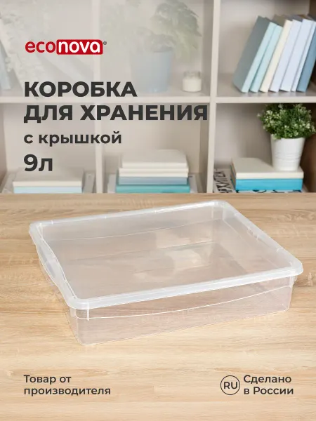 Econova Коробка для хранения вещей пластиковая с крышкой 9 л