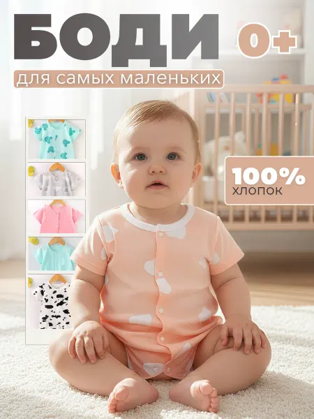 Боди детское хлопок на кнопках