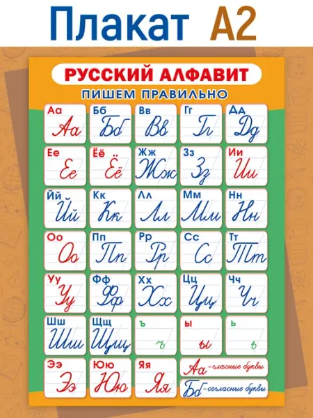 ТМ Мир поздравлений Обучающий плакат алфавит с прописными буквами А2