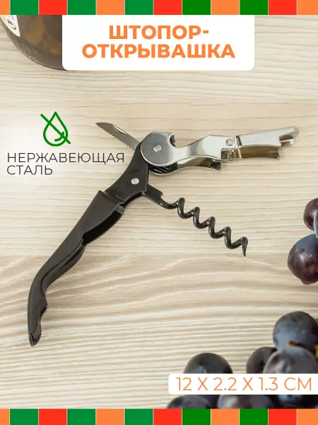 Astell Открывашка для консервов со штопором "Нарзанник", 12 см