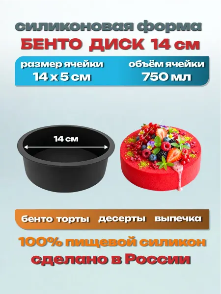 Силикон ГРАНД Силиконовая форма «Диск 14 х 5 см» для муссовых бенто тортов