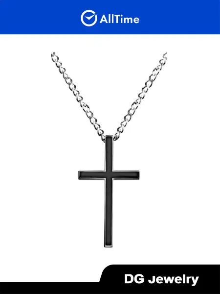 DG Jewelry Крестик стальной на цепочке бижутерия с эмалью