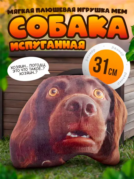 SOFFY Мягкая плюшевая игрушка мем Собака испуганная