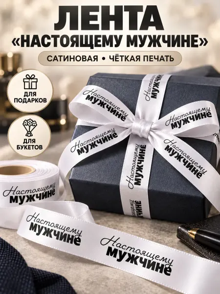 Лента с текстом "Настоящему мужчине"