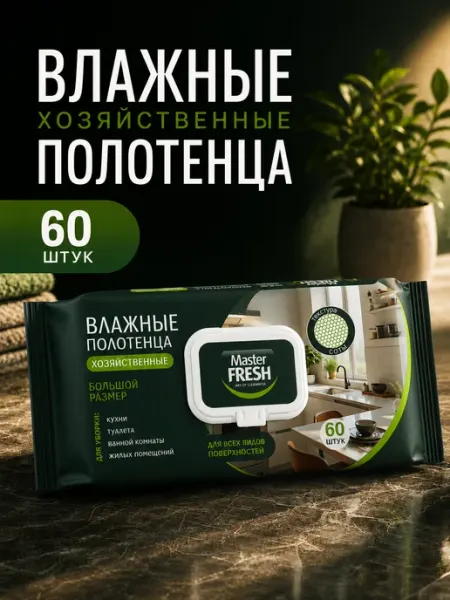 MASTER FRESH Влажные хозяйственные полотенца, 60 шт