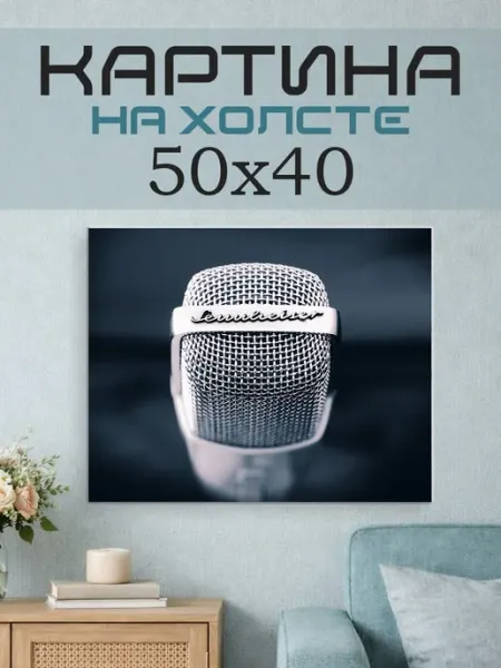 ПринтСтори Картина на стену 50х40 Микрофон