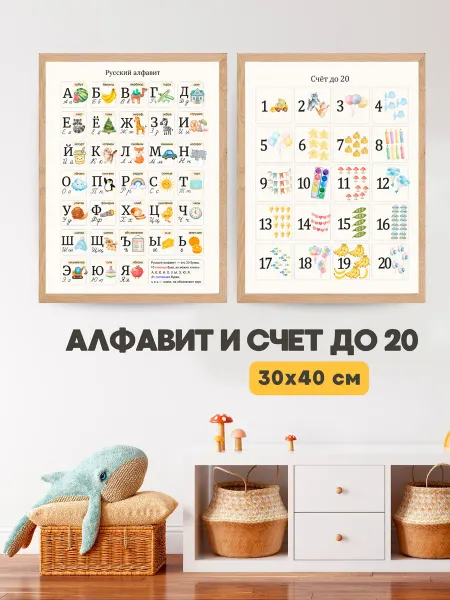Просто прекрасно Плакат алфавит и счет до 20