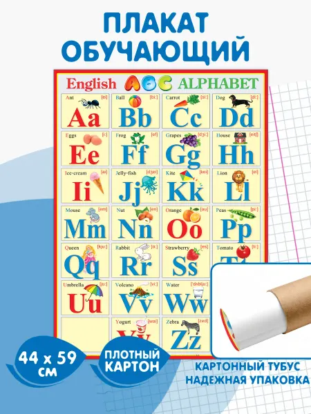 Мир открыток Плакат обучающий английский Алфавит