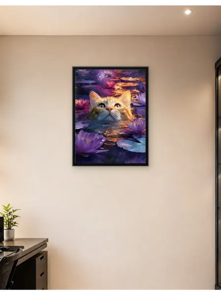 Postersbase Арт-постер Кот в космическом пруду 2 30x40