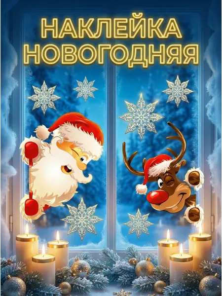 Best Board's Наклейки новогодние на окна, Дед Мороз, Новый год 2026