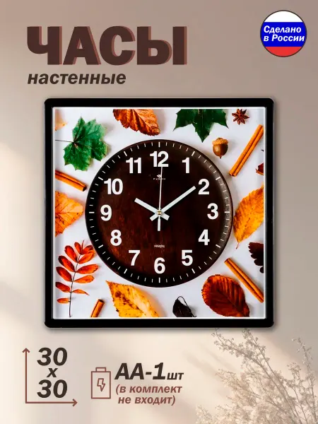 РУБИН Часы настенные "Осенние" 30х30см