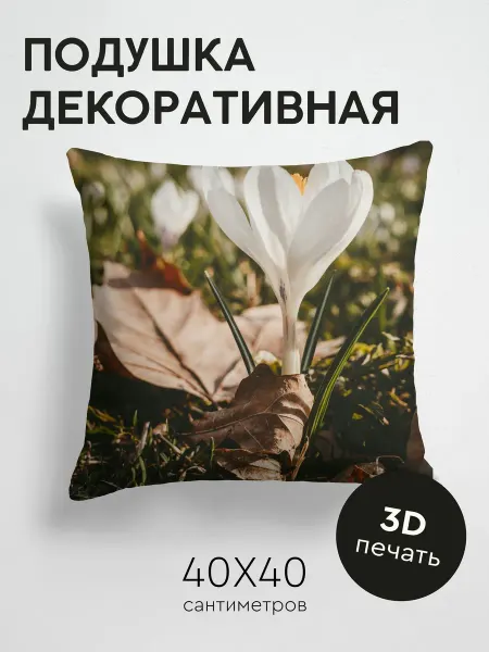 365home Подушка декоративная, 40x40см Макро крокус цветок