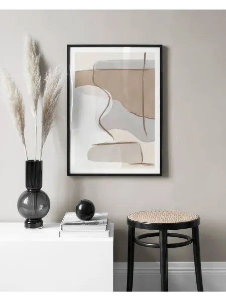 Onllyart Постер 40x50 бежевый и синий абстрактный №1