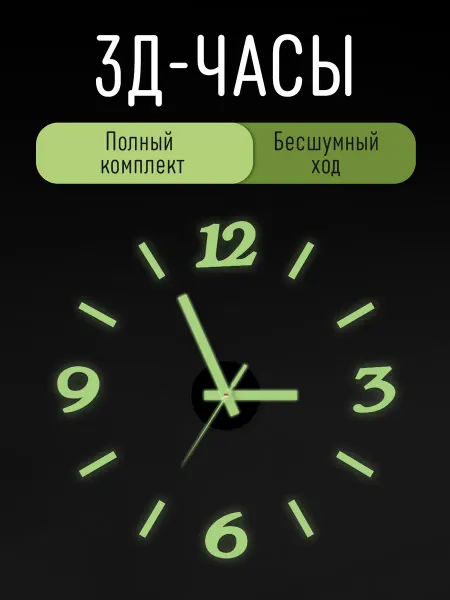 OKTAUR Часы на стену цифры и стрелки акриловые 5,5 см светящиеся