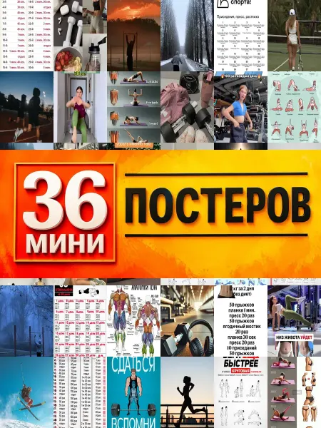 KONOV Минипостеры 36 шт спорт