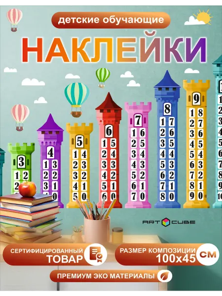Наклейки интерьерные детские (башни - состав числа)