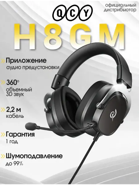 Наушники игровые с микрофоном большие с шумоподавлением