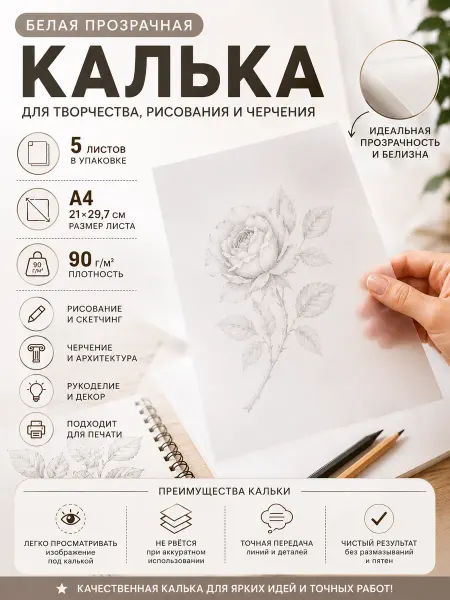 Берег Калька а4 прозрачная под карандаш