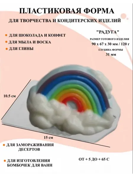 ПластикМолд Форма пластиковая для мыла Радуга