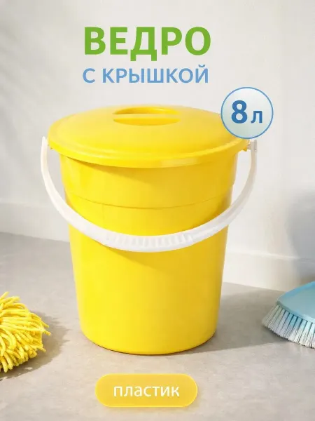 Радиан Ведро пластиковое с крышкой 8 л d=26 см h=25.2 см