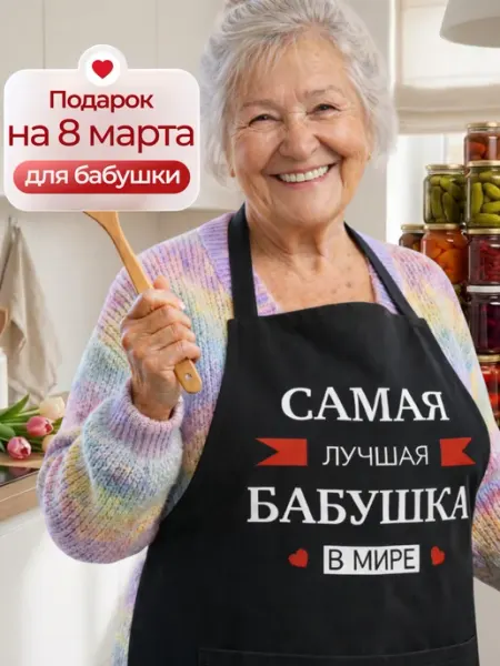Дом с комфортом Фартук подарок на 8 марта для бабушки