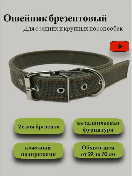 Техпро44 Ошейник брезентовый для собак двойной