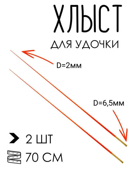 Vitfishing Хлыстик для удочки 70см 2штуки