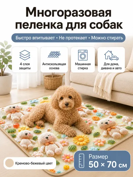 Многоразовая пеленка для собак 50х70 1 шт