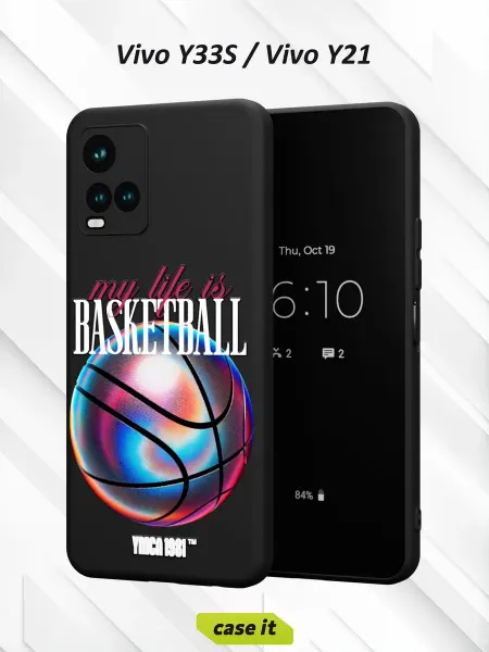 Case it Чехол на Vivo Y33S и Y21 с принтом Баскетбол