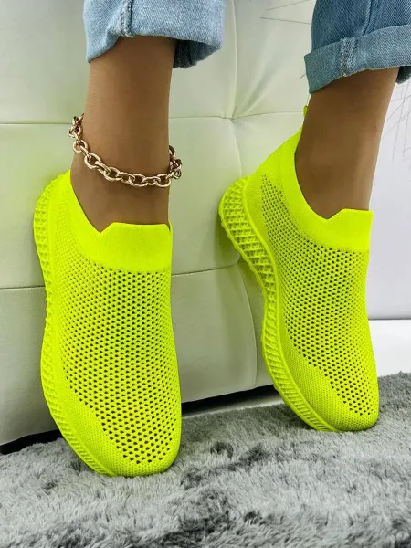 Shoe World Кроссовки летние неоновые без шнурков дышащие текстильные