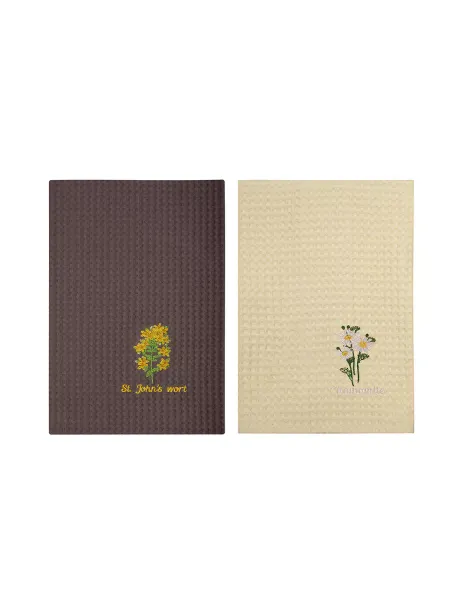 BELLEHOME Кухонные полотенца вафельные с вышивкой, 50х70, 2 шт
