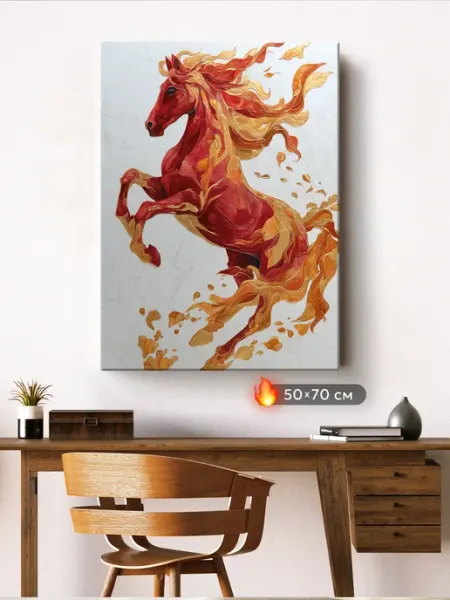 Postermarket Картина 50х70 см Огненная лошадь на холсте