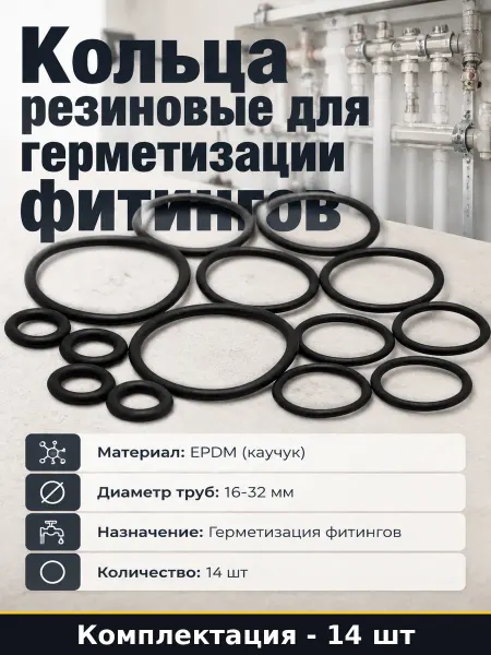 Кольца резиновые для герметизации фитингов на трубы 16-32 мм
